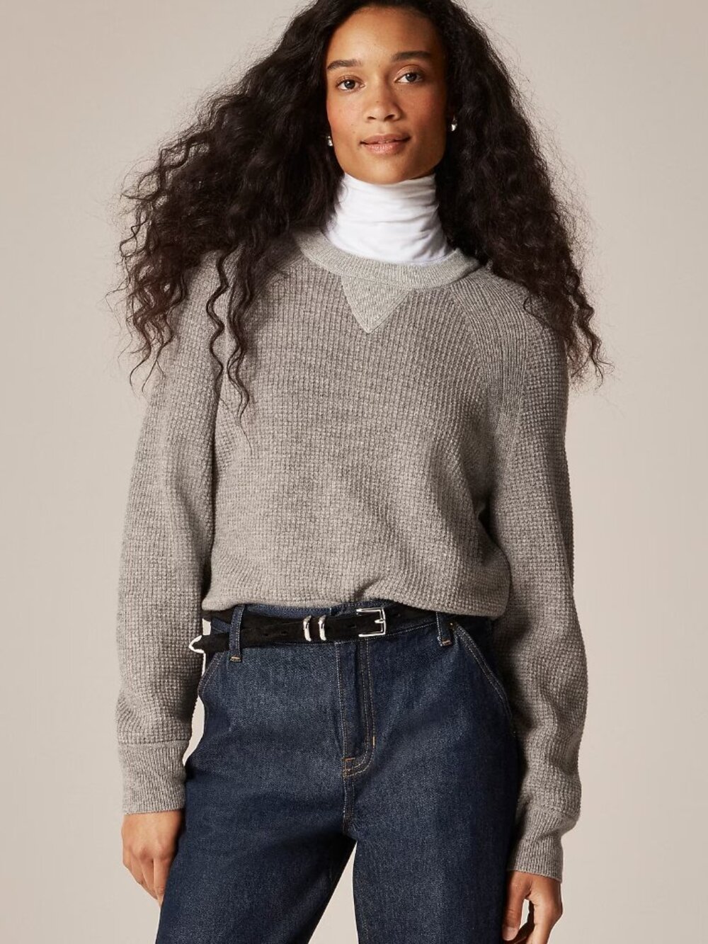 J. Crew Cashmere Waffle-Stitch Crewneck Sweatshirt Style Sweater Sz. Large NWT
